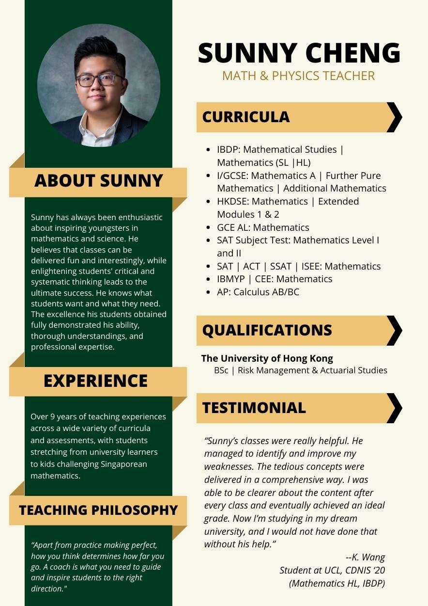 sunny cheng pivot academics mathematics tutor teacher The University of Hong Kong HKU BSc | Risk Management & Actuarial Studies