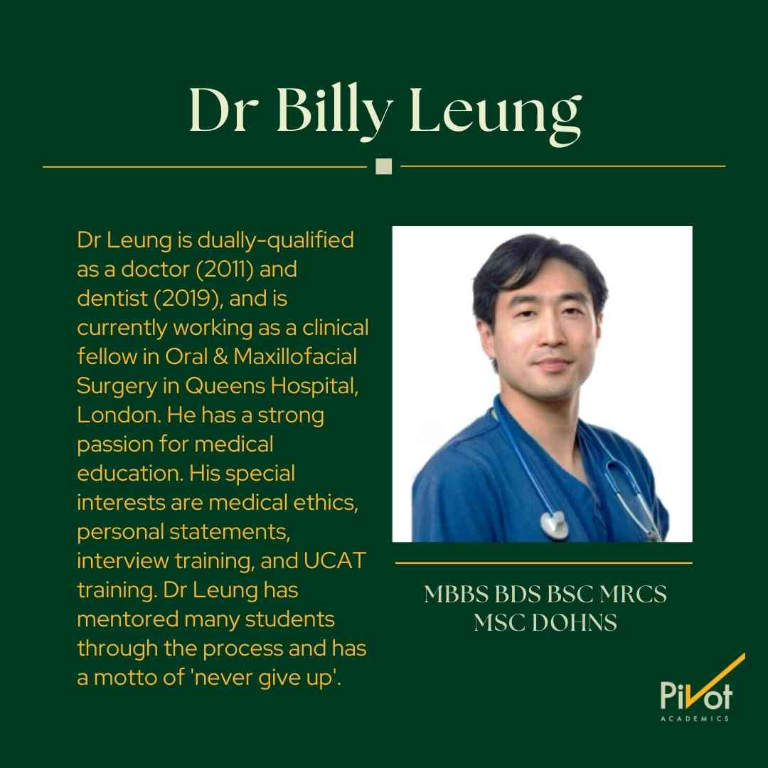 pivot academics partner mentor medical course tutor teacher doctor instructor dr billy leung introduction profile